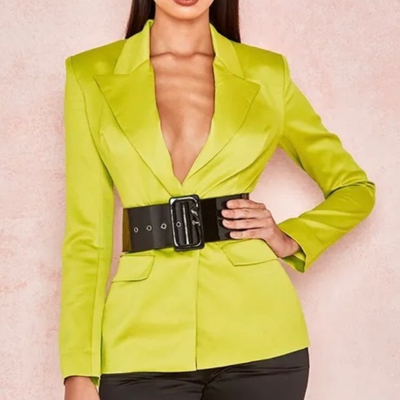 NO OFFERS: New NWOT HOCB Fionella Chartreuse Jacket Large - Picture 1 of 8